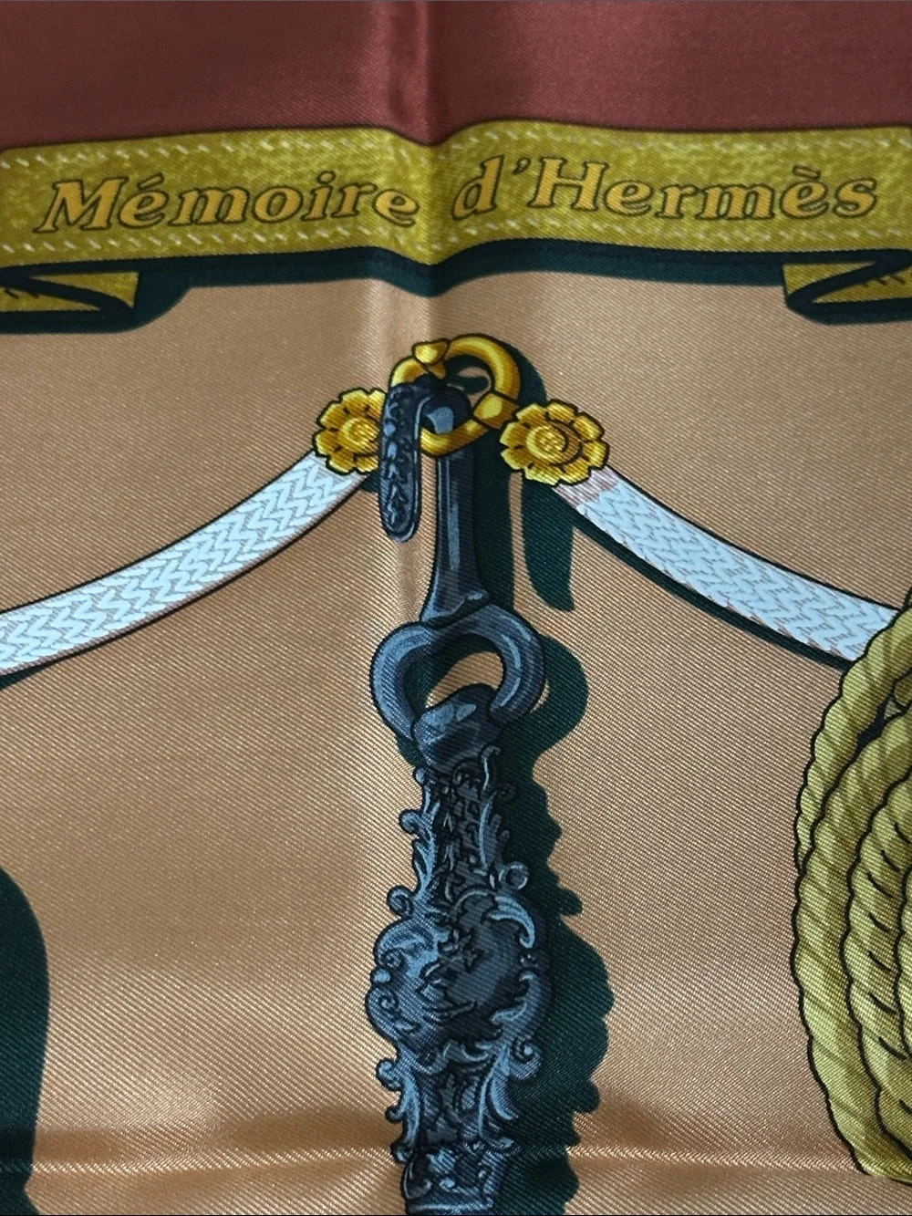 Hermes Printed Silk Scarf with Equestrian & Vintage Motif